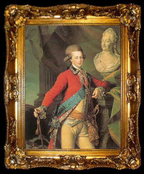 framed  Levitsky, Dmitry Portrait of Alexander Lanskoy, Aide-de-camp to the Empress, ta009-2